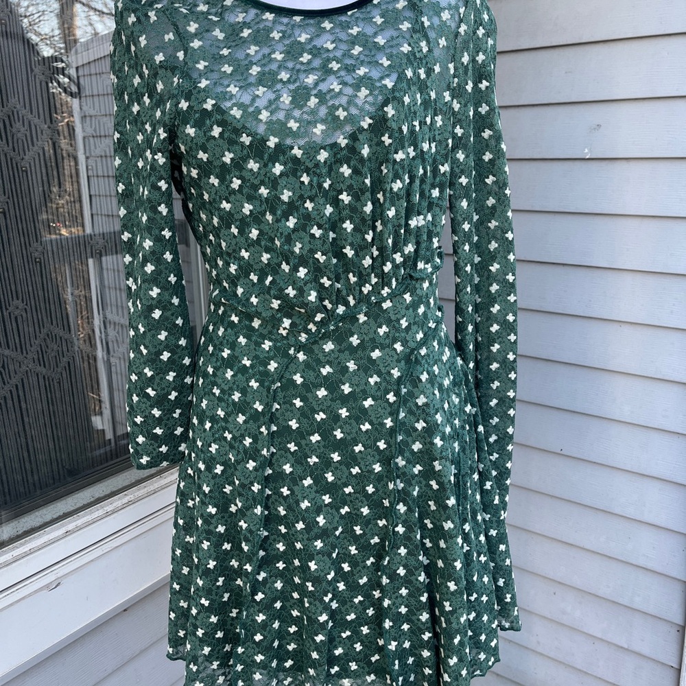 Free People Green Long Sleeve Sheer delight for a Night Out